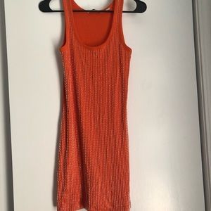 Beaded, orange, ribbed tank dress.